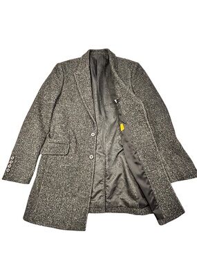 Kinloch Anderson Scotland Men's Grey Tweed Herringbone Single-Breasted Coat M